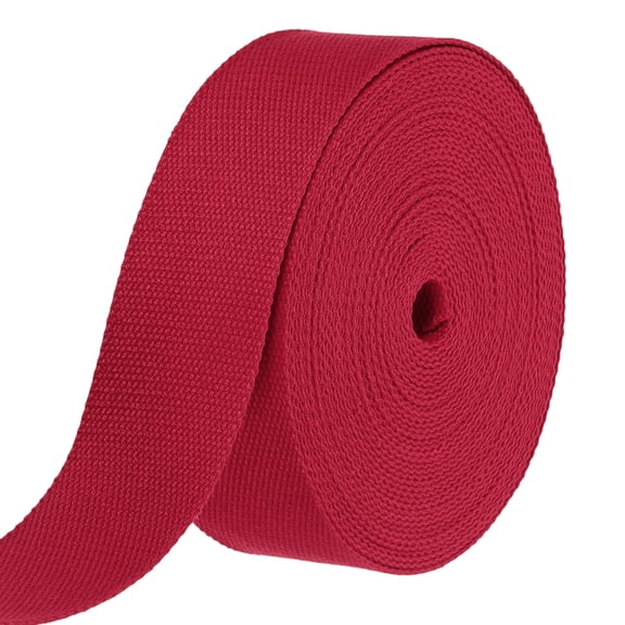 Uxcell Cotton Webbing 2 Inch 11 Yard Polyester Cotton Weave Webbing Strap Twill Tape Ribbon for Arts and Crafts Webbing Tote Bag Handles Cloth Belt Making Outdoor Supplies, Dark Red