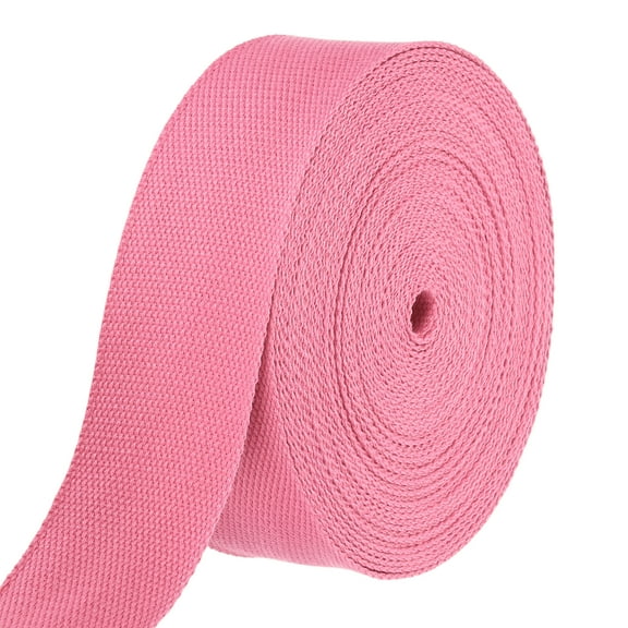 Uxcell Cotton Webbing 2 Inch 11 Yard Polyester Cotton Weave Webbing Strap Twill Tape Ribbon for Arts and Crafts Webbing Tote Bag Handles Cloth Belt Making Outdoor Supplies, Pink