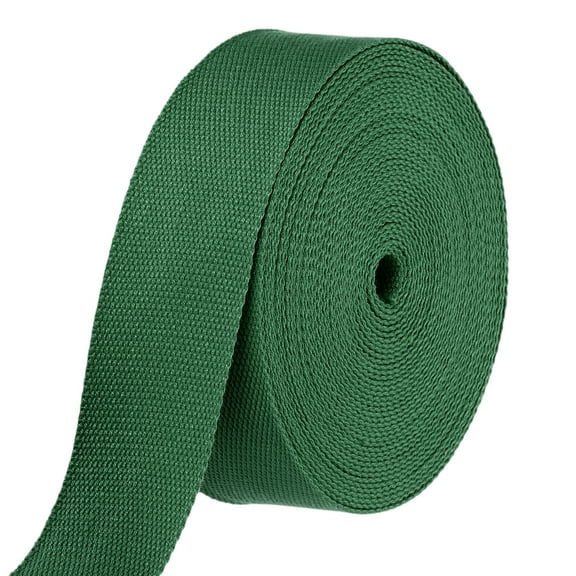 Uxcell Cotton Webbing 2 Inch 11 Yard Polyester Cotton Weave Webbing Strap Twill Tape Ribbon for Arts and Crafts Webbing Tote Bag Handles Cloth Belt Making Outdoor Supplies, Dark Green