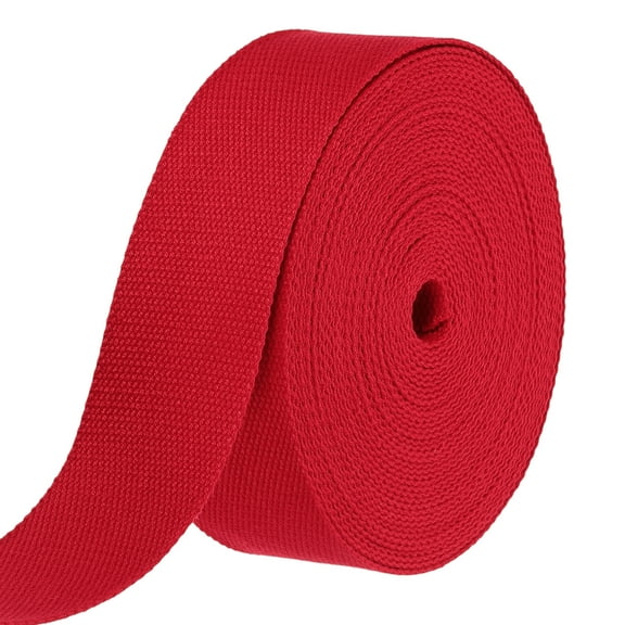 Uxcell Cotton Webbing 2 Inch 11 Yard Polyester Cotton Weave Webbing Strap Twill Tape Ribbon for Arts and Crafts Webbing Tote Bag Handles Cloth Belt Making Outdoor Supplies, Red