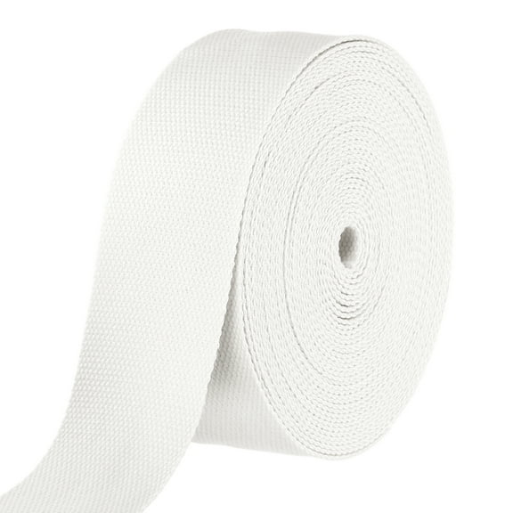 Uxcell Cotton Webbing 2 Inch 11 Yard Polyester Cotton Weave Webbing Strap Twill Tape Ribbon for Arts and Crafts Webbing Tote Bag Handles Cloth Belt Making Outdoor Supplies, White
