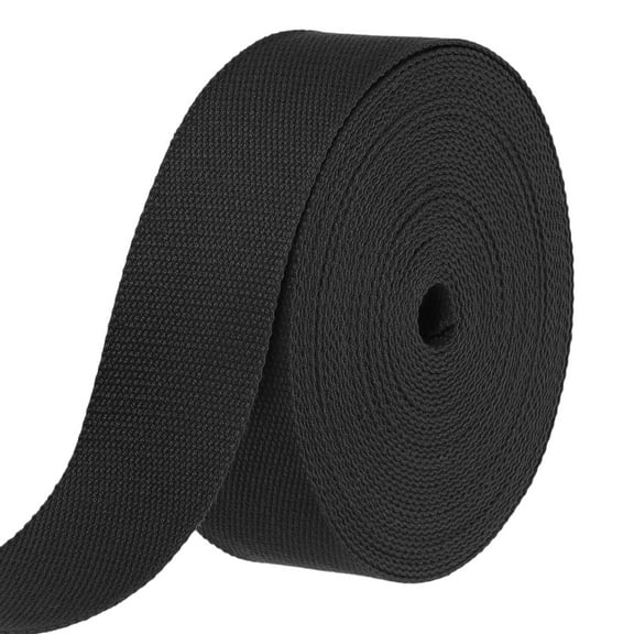 Uxcell Cotton Webbing 2 Inch 11 Yard Polyester Cotton Weave Webbing Strap Twill Tape Ribbon for Arts and Crafts Webbing Tote Bag Handles Cloth Belt Making Outdoor Supplies, Black