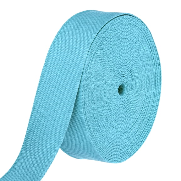 Uxcell Cotton Webbing 2 Inch 15.3 Yard Polyester Cotton Weave Webbing Strap Twill Tape Ribbon for Arts and Crafts Webbing Tote Bag Handles Cloth Belt Making Outdoor Supplies, Light Blue