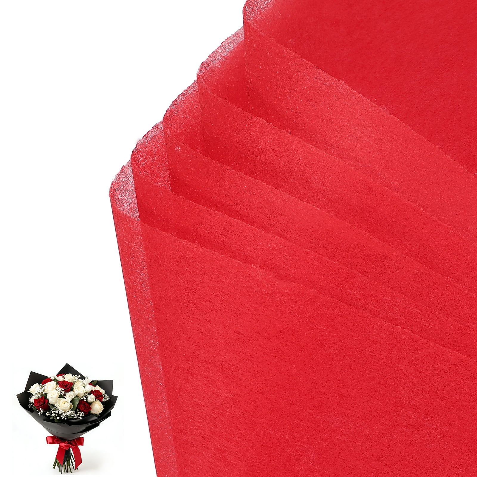 Uxcell Cotton Wrapping Flower Paper, Tissue Waterproof Floral Bouquet Wrapping Paper Korean Paper for Bouquets for Florist DIY Crafts Wedding Birthday Gift Red