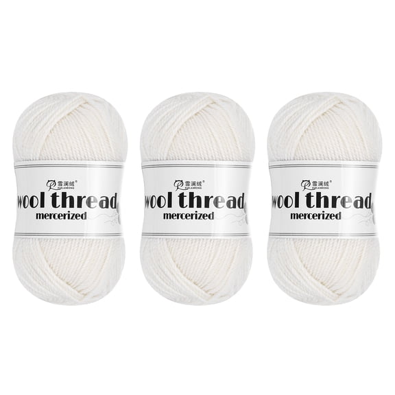 Uxcell Cotton Yarn,100% Cotton Knitting Yarn-3 Skeins of 150g/5.29oz(Per Skein 50g/109yards)/White