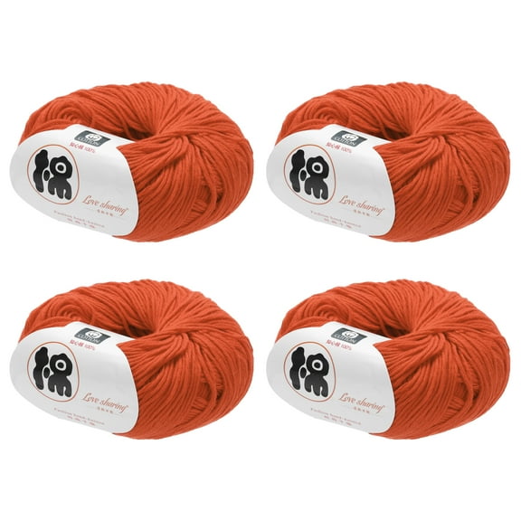 Uxcell Cotton Yarn,100% Cotton Soft Knitting Yarn -4 Skeins/4×218yards/4×4.54oz/Orange