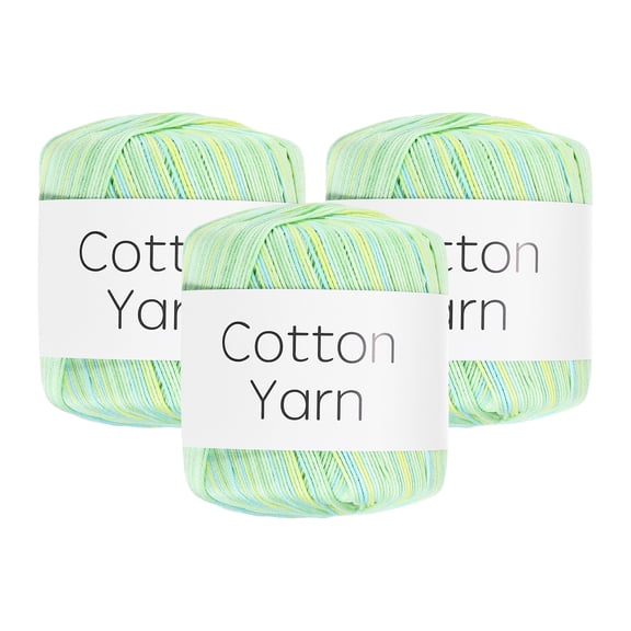 Uxcell Cotton Yarn,100% Cotton Soft Knitting Yarn [for Hand DIY Bag Cushion Crocheting Knitting ] -3 Packages of 120g/4.23oz(Per Skein 40g/137yards)/Blue Yellow