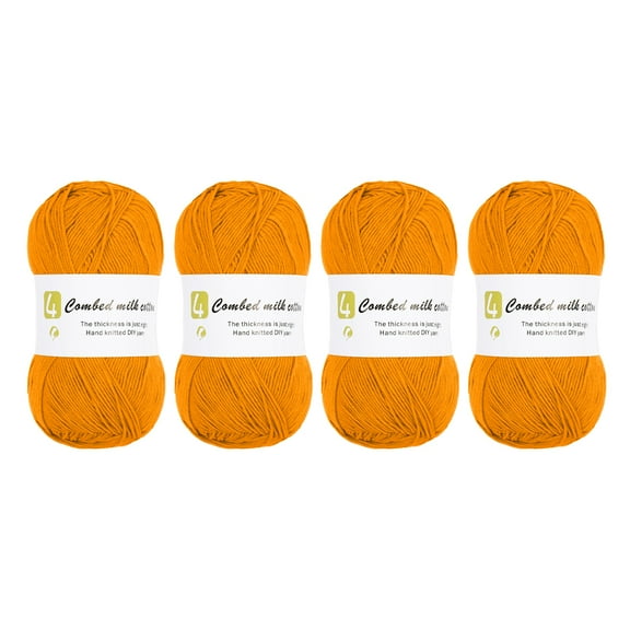 Uxcell Cotton Yarn, 60% Cotton, 40% Acrylic Soft Knitting Yarn Orange for DIY Projects, 4 Pcs