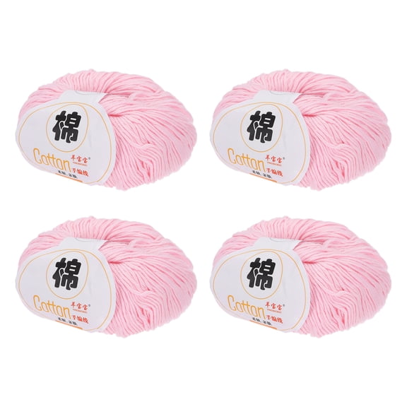 Uxcell Cotton Yarn, Soft Knitting Yarn 4 Packages of 200g/7.05oz/ Pink