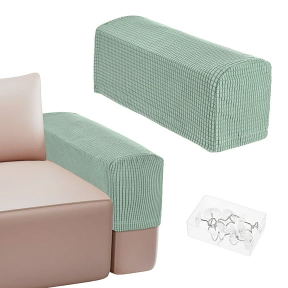 Uxcell Couch Arm Covers for 17.71 to 20" Length Sofa Armrest Anti-Slip Stretchy Slipcovers [Green]
