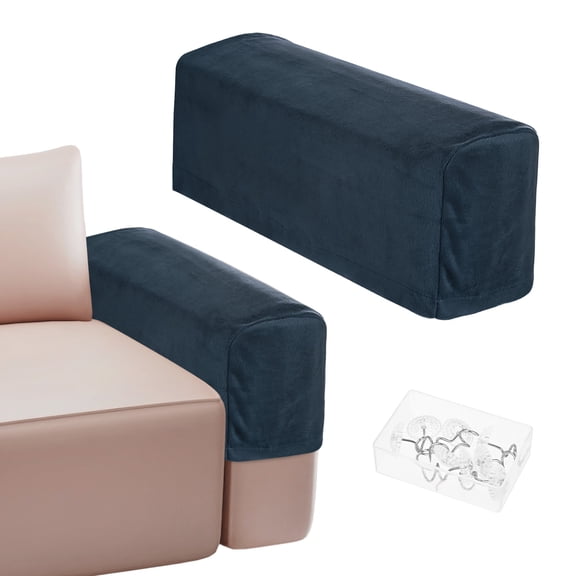 Uxcell Couch Arm Covers for 17.71 to 20" Length Sofa Armrest Anti-Slip Stretchy Slipcovers [Navy Blue]