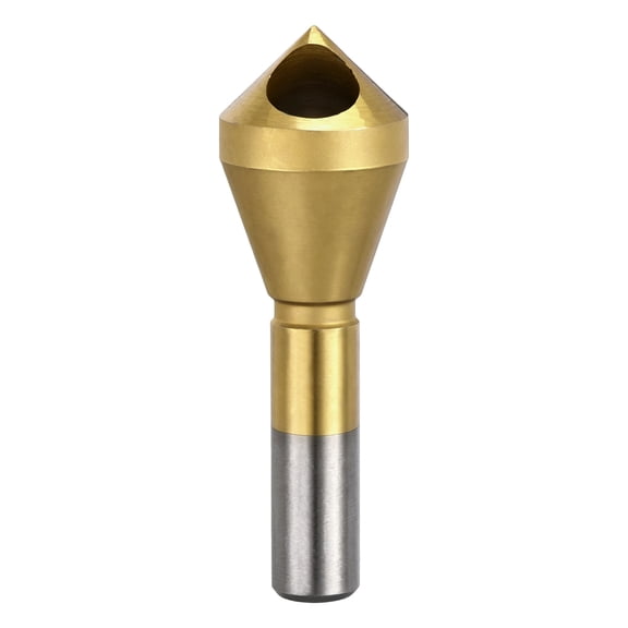 Uxcell Countersink Drill Bit Set Titanium Chamfer Tool 10-15mm 90-Degree Chamfer for Flush Screw Recess, HSS Through Hole, 10mm Round Shank, Fast Deburr Clean Chip Flow