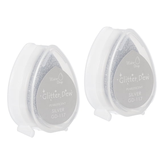 Uxcell Craft Ink Pads for Stamps, 2 Pcs Washable Finger Print Ink Stamp Pad Color DIY Rainbow for Rubber Stamps Paper Scrapbooking Fabric Wood, Flash Silver