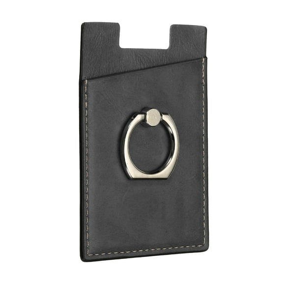 Uxcell Credit Card Holder for Back of Phone with Ring Stand Stick on Phone Wallet Self Adhesive Black Magnetic Holder