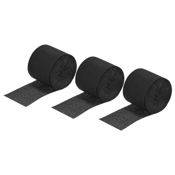 Uxcell Crepe Paper Streamer 32ft Long 1.37 Inch Wide, Black 3 Pack