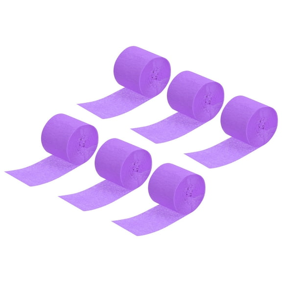 Uxcell Crepe Paper Streamer 32ft Long 1.37 Inch Wide, Light Purple 6 Pack