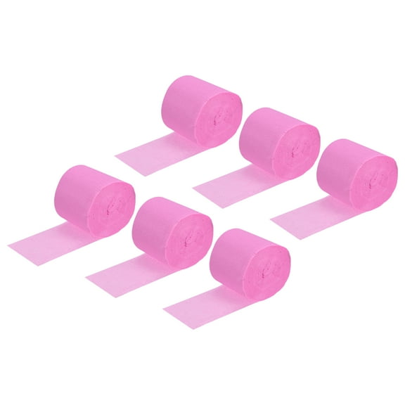 Uxcell Crepe Paper Streamer 32ft Long 1.37 Inch Wide, Pink 6 Pack