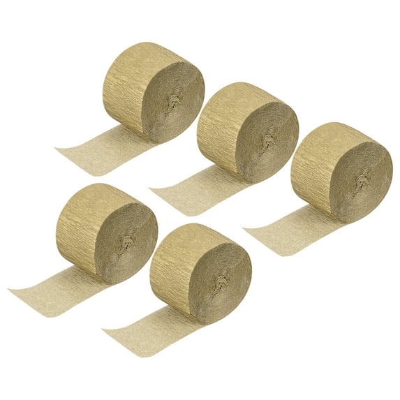 Uxcell Crepe Paper Streamer Decor 82ft Long 1.77 Inch Wide, Gold Tone 5 Pack