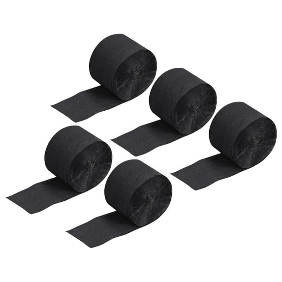 Uxcell Crepe Paper Streamer Decoration 82ft Long 1.77" Wide Black Pack of 5