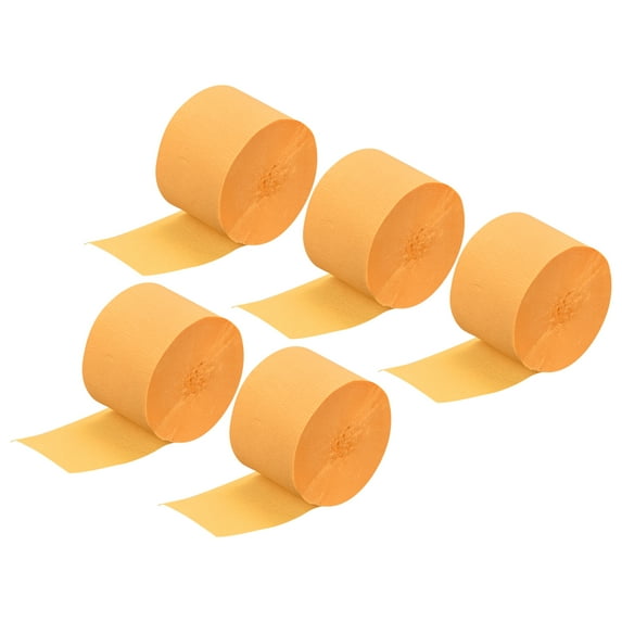 Uxcell Crepe Paper Streamer Decoration 82ft Long 1.77 Inch Wide, Light Orange 5 Pack