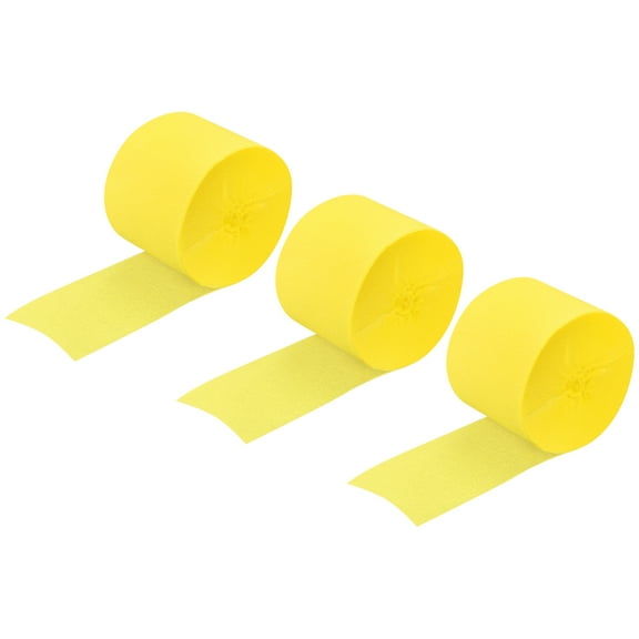 Uxcell Crepe Paper Streamer Decoration 82ft Long 1.77 Inch Wide, Yellow 3 Pack
