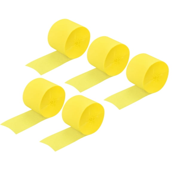 Uxcell Crepe Paper Streamer Decoration 82ft Long 1.77 Inch Wide, Yellow 5 Pack
