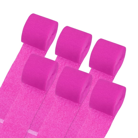 Uxcell Crepe Paper Streamers 6 Rolls 196.8ft for Decoration, Rose Red(1.4 in x 32.8 ft/Roll)
