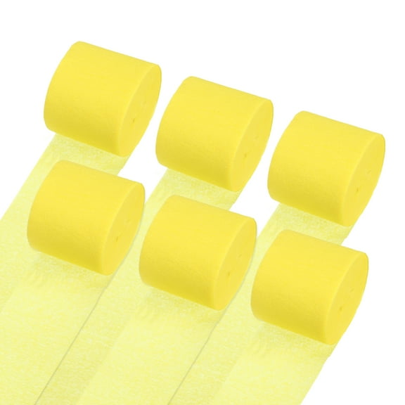 Uxcell Crepe Paper Streamers 6 Rolls 196.8ft for Decoration, Yellow(1.4 in x 32.8 ft/Roll)