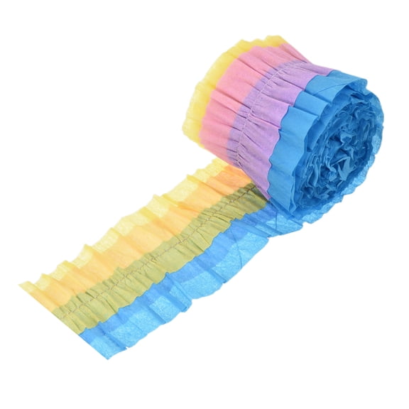 Uxcell Crepe Paper Streamers, 9.84ft Decoration Paper Blue, Yellow, Light Purple