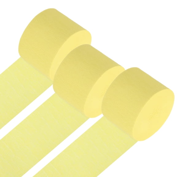 Uxcell Crepe Paper Streamers, Party Decorations Streamers for Birthday Wedding Christmas Party Supplies Light Yellow 1.8Inch x 82Ft