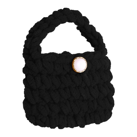 Uxcell Crochet Purse Pouch, Cute Handmade Knitted Storage Bag, Knit Earbud Pouch Crochet Bag for Earbuds Keys, Black