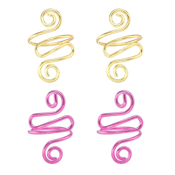Uxcell Crochet Ring,Crochet Finger Tension Loops to Protect Fingers for Crocheting Accessories 4Pcs (Golden/Rose Red)