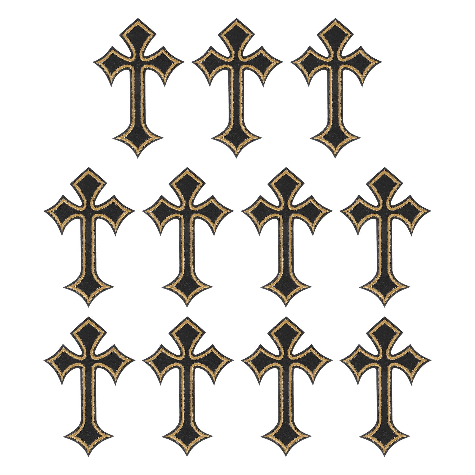 Uxcell Cross Iron on Patches, Embroidered Sew on Applique Repair Patch for Backpacks Clothing Shoes Hats DIY Black/Gold