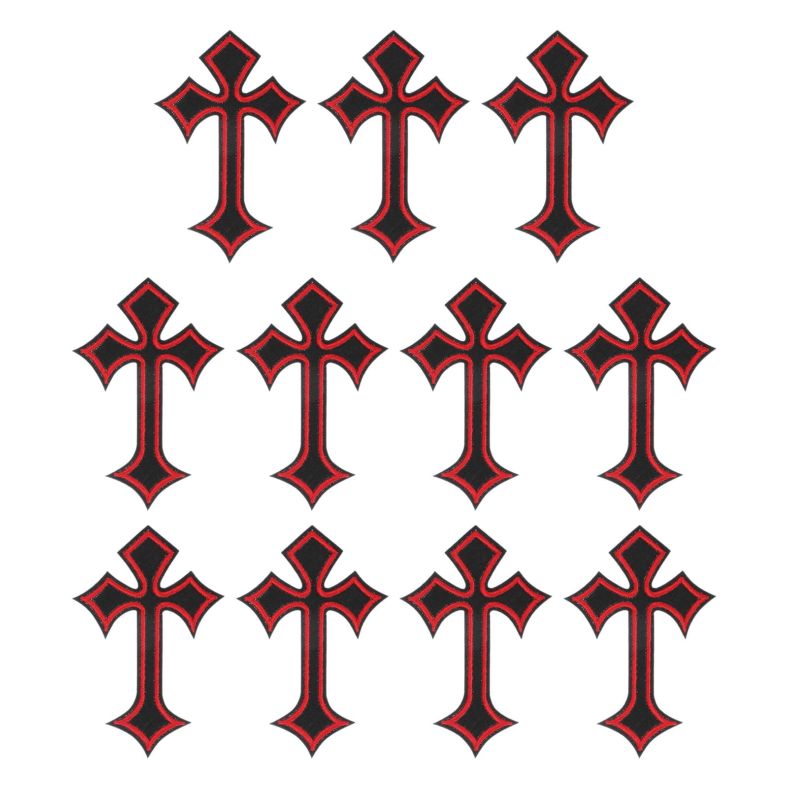 Uxcell Cross Iron on Patches, Embroidered Sew on Applique Repair Patch for Backpacks Clothing Shoes Hats DIY Black/Red