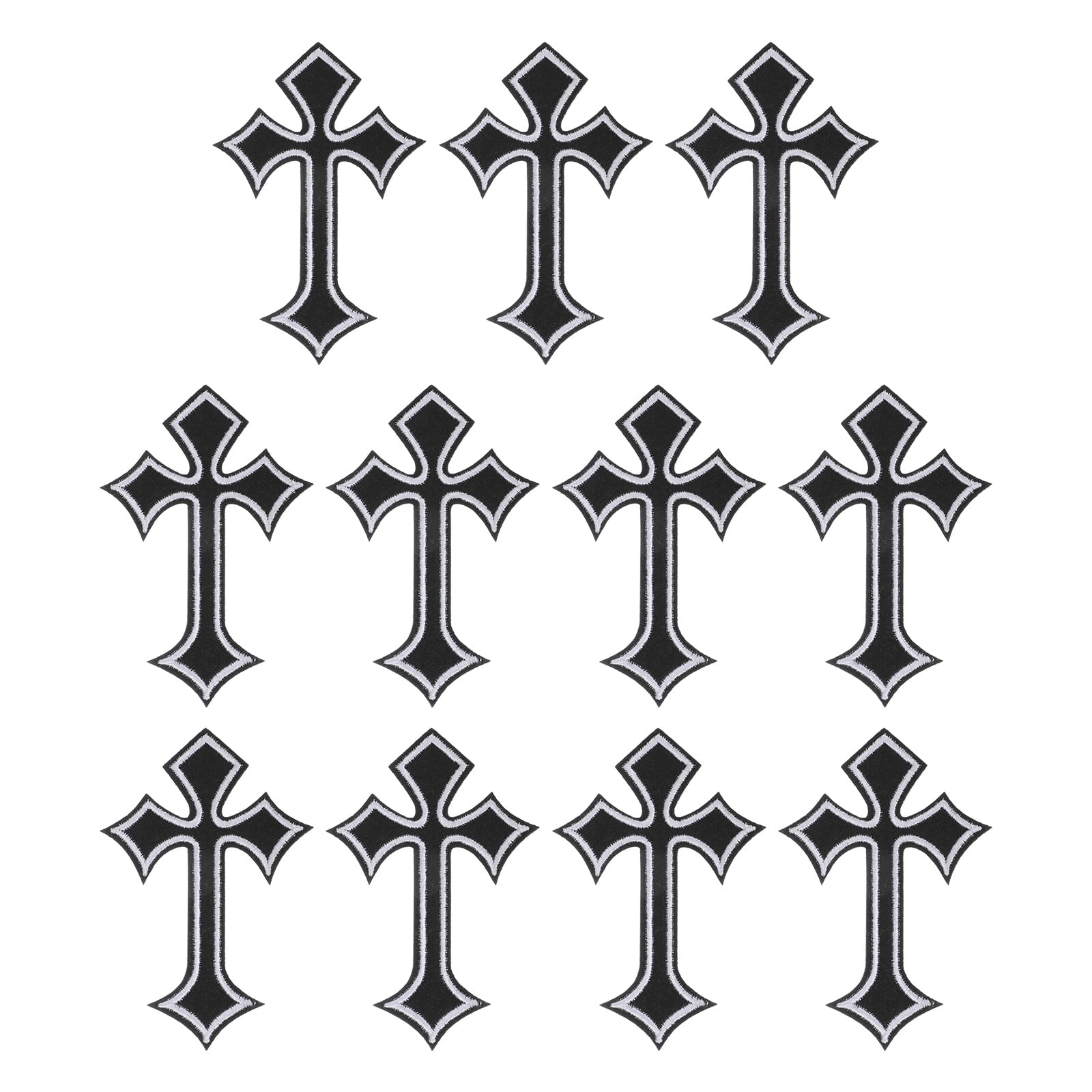 Uxcell Cross Iron on Patches, Embroidered Sew on Applique Repair Patch for Backpacks Clothing Shoes Hats DIY Black/White