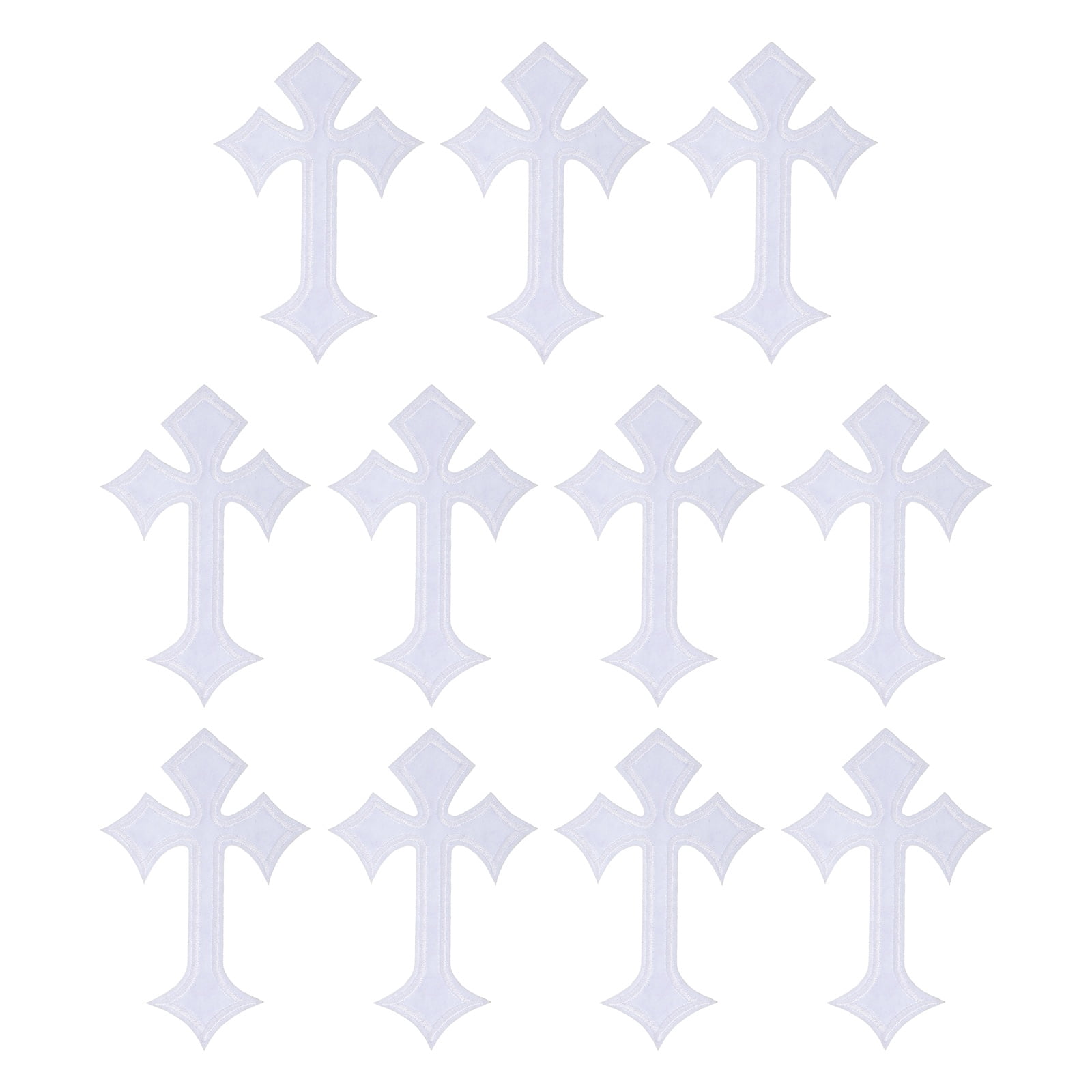 Uxcell Cross Iron on Patches, Embroidered Sew on Applique Repair Patch for Backpacks Clothing Shoes Hats DIY White