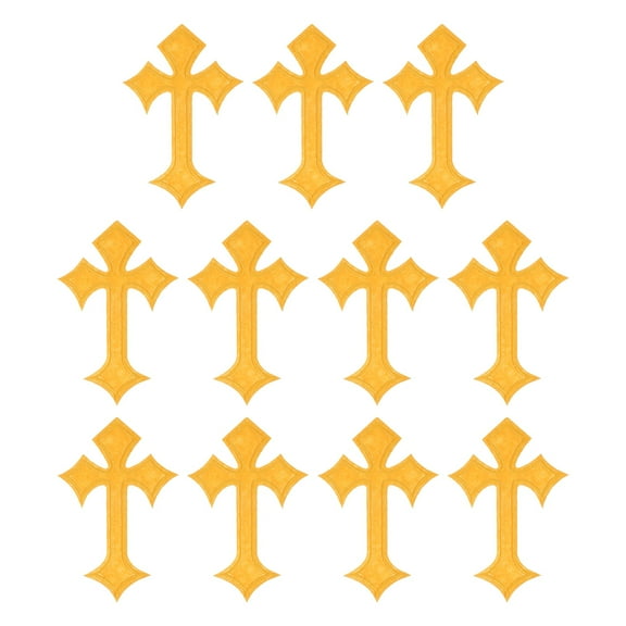 Uxcell Cross Iron on Patches, Embroidered Sew on Applique Repair Patch for Backpacks Clothing Shoes Hats DIY Yellow