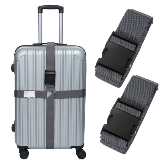 Uxcell Cross Luggage Straps with Quick-Release Buckle ID Card Adjustable Suitcase Belt Gray