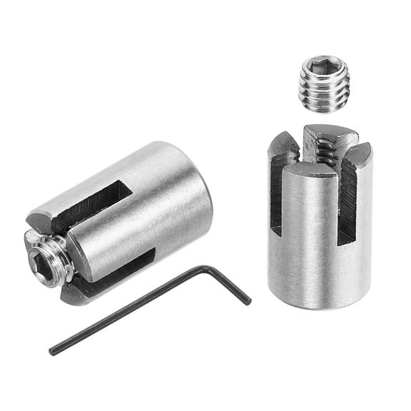 Uxcell Cross Wire Rope Clips Set, 2 Pack 304 Stainless Steel Cable Clamps with Screws Spanner for 1/16" Cable, Silver