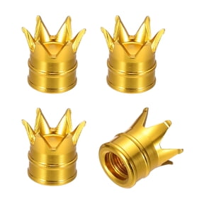 Uxcell Crown Tire Valve Stem Caps (Gold) (4Pcs), Aluminum Alloy Dustproof Air Caps Car Tyres Valve Cover, Suit for - Universal Cars/Trucks/Motorcycles/Bikes