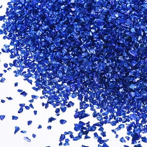 Uxcell Crushed Glass for Resin Art, 150g Medium Irregular Metallic Chunky Chips Small Broken Crushed Glass Glitter Pieces for Crafts DIY Vase Filler Jewelry Making Decor, Blue