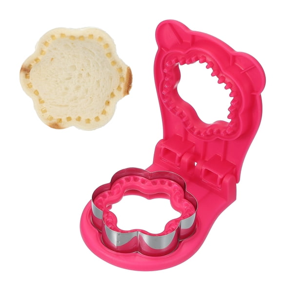 Uxcell Crustless Sandwich Cutter, Flower Shape Uncrustable Sandwich Maker Sealer Press Bread Cookie Cutter and Sealer for DIY Breakfast Lunch Afternoon Tea (Rose Red)