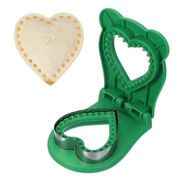 Uxcell Crustless Sandwich Cutter, Heart Shape Uncrustable Sandwich Maker Sealer Press Bread Cookie Cutter and Sealer for DIY Breakfast Lunch Afternoon Tea (Green)