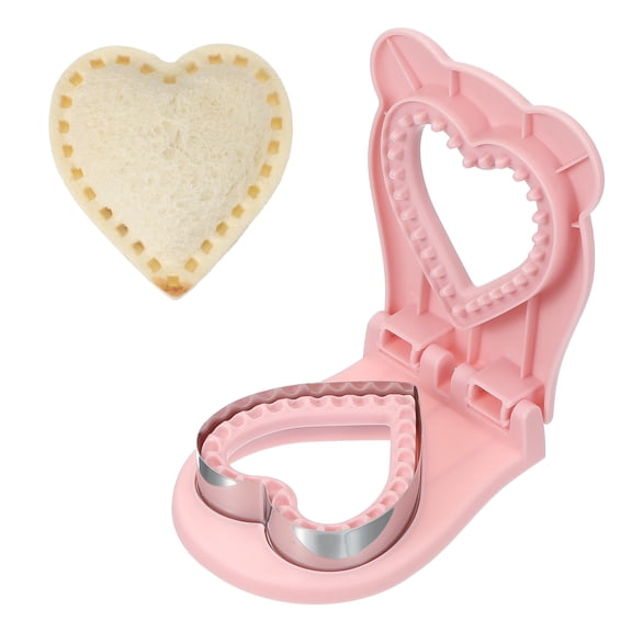 Uxcell Crustless Sandwich Cutter, Heart Shape Uncrustable Sandwich Maker Sealer Press Bread Cookie Cutter and Sealer for DIY Breakfast Lunch Afternoon Tea (Pink)