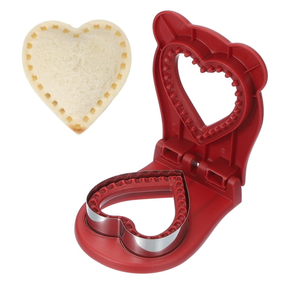Uxcell Crustless Sandwich Cutter, Heart Shape Uncrustable Sandwich Maker Sealer Press Bread Cookie Cutter and Sealer for DIY Breakfast Lunch Afternoon Tea (Red)