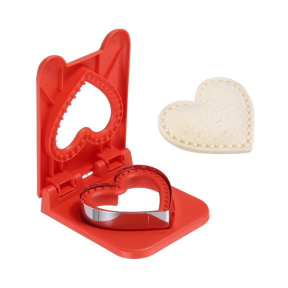 Uxcell Crustless Sandwich Cutter, Heart-Shape Uncrustable Sandwich Maker Sealer Press Bread Cookie Cutter and Sealer for DIY Breakfast Lunch Afternoon Tea (Red)