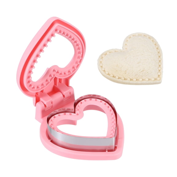 Uxcell Crustless Sandwich Cutter, Love-Shape Uncrustable Sandwich Maker Sealer Press Bread Cookie Cutter and Sealer for DIY Breakfast Lunch Afternoon Tea (Pink)