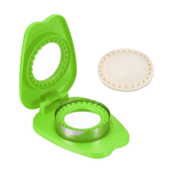 Uxcell Crustless Sandwich Cutter, Round Apple Uncrustable Sandwich Maker Sealer Press Bread Cookie Cutter and Sealer for DIY Breakfast Lunch Afternoon Tea (Green)