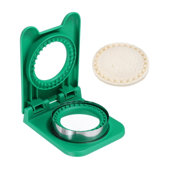 Uxcell Crustless Sandwich Cutter, Round-Shape Uncrustable Sandwich Maker Sealer Press Bread Cookie Cutter and Sealer for DIY Breakfast Lunch Afternoon Tea (Green)
