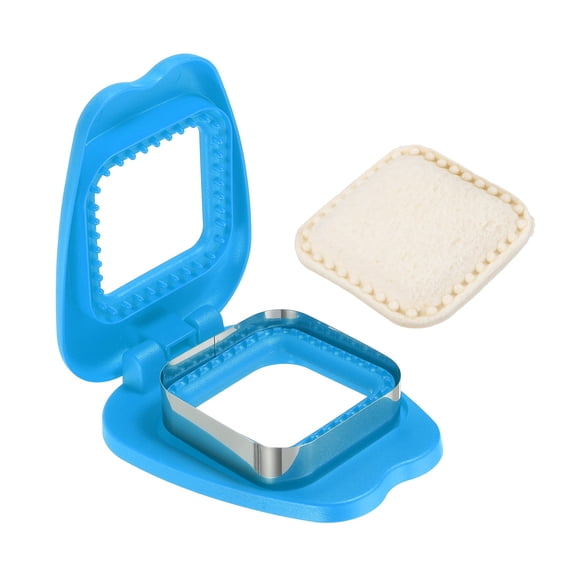 Uxcell Crustless Sandwich Cutter, Square Apple Uncrustable Sandwich Maker Sealer Press Bread Cookie Cutter and Sealer for DIY Breakfast Lunch Afternoon Tea (Blue)